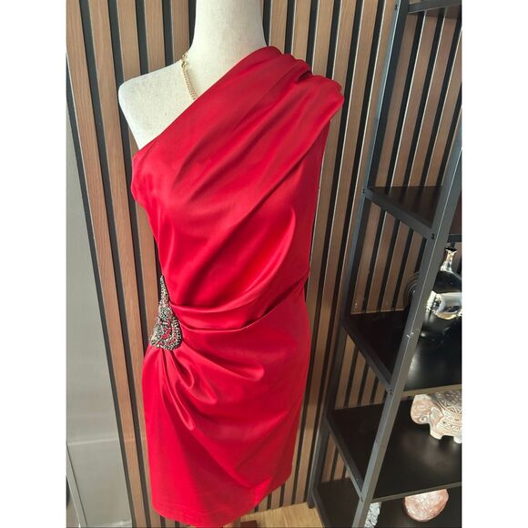 Eliza J Dresses & Skirts - Eliza J holidays red short dress one shoulder size 8 sexy red dress
